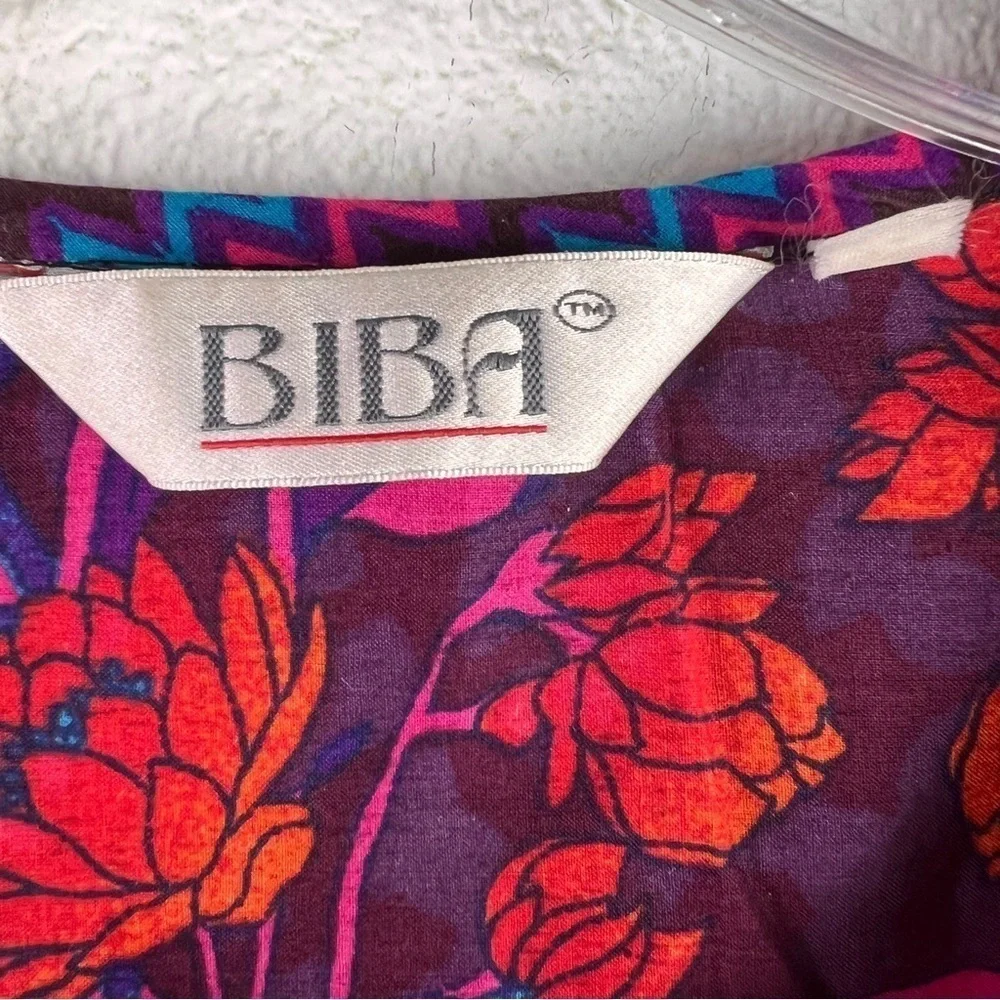 BIBA KURTA/Tunic. Red, Blue & Purple w/Sequins at neck. Size 36. 100% Cotton - Picture 6 of 8